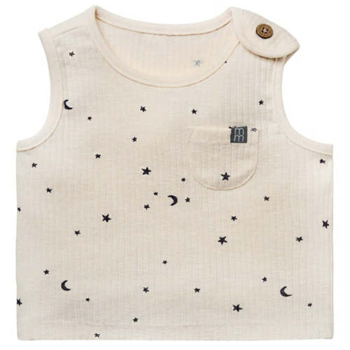 Baby Neutral Beige Moon & Stars Tank Top With Pocket