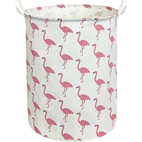 Large Pink Flamingo Laundry Hamper, Baby Girl Laundry Basket,Kids Toy Storage Bins,Nursery Decor,Bedroom,Bathroom,Gift Basket (White Flamingo)