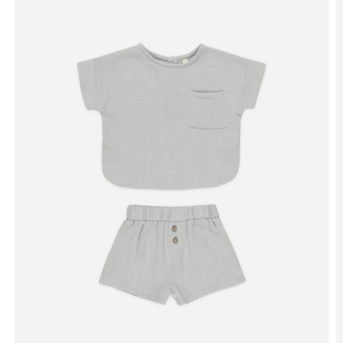 Woven Boxy Top + Short Set || Sky