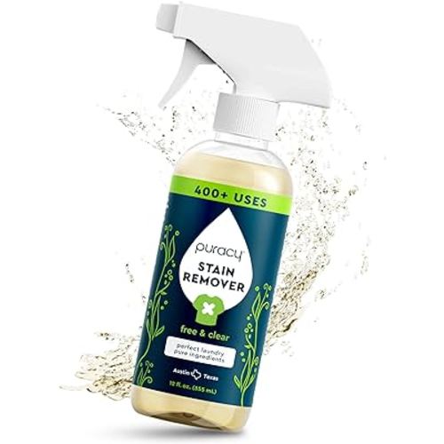 Puracy Stain Remover Cleaning Spray - Enzyme-Powered Stain Remover Spray As Seen on TikTok, Natural Travel Stain Remover for Clothes Free & Clear, 12 oz