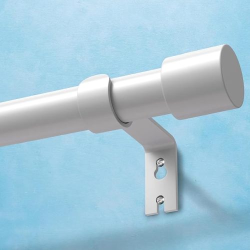 Heavy Duty Curtain Rods for Windows 48 to 84 Inch, 1 Inch White Curtain Rods for Outdoor, Farmhouse, Bedroom, Kitchen, Living Room, Adjustable Easy Install Drapery Rod (A2,White,30"-90")