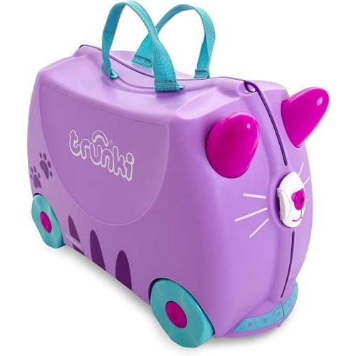 Trunki Ride-On Kids Suitcase | Tow-Along Toddler Luggage | Carry-On Cute Bag with Wheels | Kids Luggage and Airplane Travel Essentials: Cassie Cat Lilac