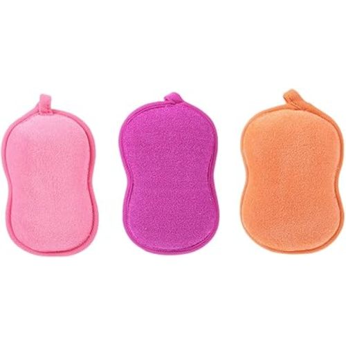 Shower Kids Bath Sponge Set 3 Pack Peanut Shape Bath Scrubbers Kids Shower Puff Gentle Exfoliating Sponge Random Color