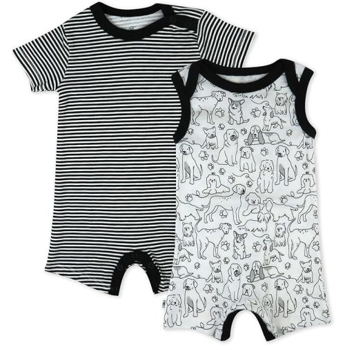 HonestBaby Short Sleeve and Tank Romper 100% Organic Cotton for Infant Baby and Toddler Boys