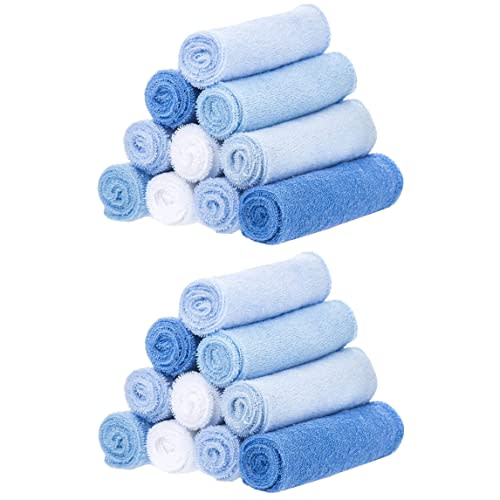 Spasilk Washcloths for Newborn Boys and Girls, Soft Terry Baby Washcloths, Baby Essentials, Ideal Baby Shower Gifts, Blue, Pack of 20