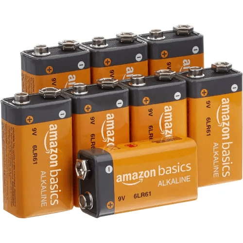 Amazon Basics 8-Pack 9 Volt Alkaline Performance All-Purpose Batteries, 5-Year Shelf Life