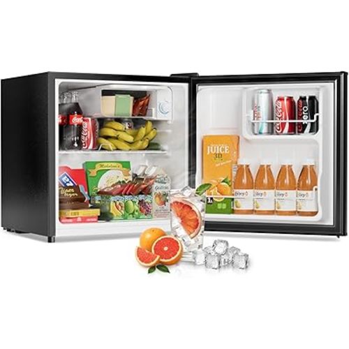 1.6 Cu Ft Mini Fridge with Freezer - 30dB Ultra Quiet Upright Freezer for Bedroom, Dorm & Office | Compact Fridge, Adjustable Thermostat, Reversible Door, ETL Certified
