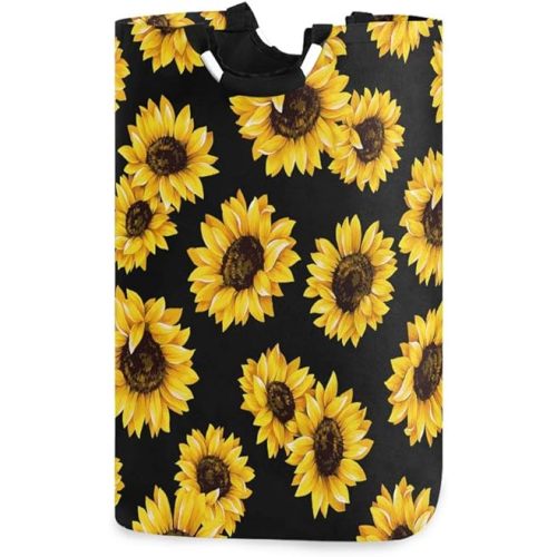 Qilmy Sunflower Laundry Basket Collapsible Large Clothes Hamper Nursery Storage Bin with Handle for Bedroom, Bathroom, Dorm, Kids Room