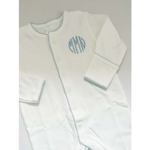 Monogrammed Picot Trim Footie