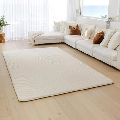 Muscle Mat Designer Relax Mat - 1.4" Thick Foam Base (White Textured, 5 ft x 6.6 ft)