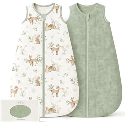 Konssy Muslin Baby Sleep Sack 6-12 Months, 0.8 TOG Baby Wearable Blanket