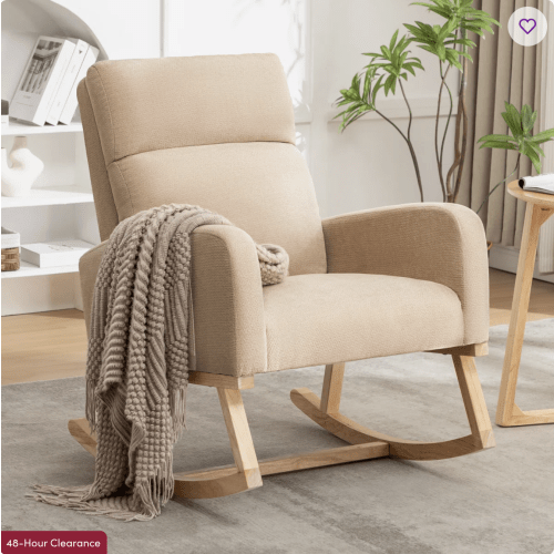 George Oliver Wasilewski Rocking Chair For Living Room with Solid Wood Leg & Reviews | Wayfair