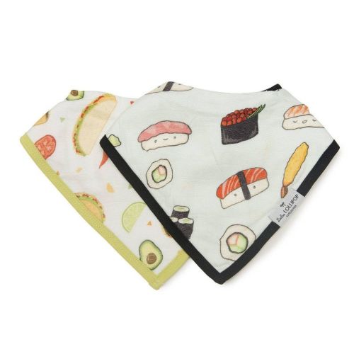 Loulou Lollipop 2pk Muslin Bandana Bib Set - Sushi/taco