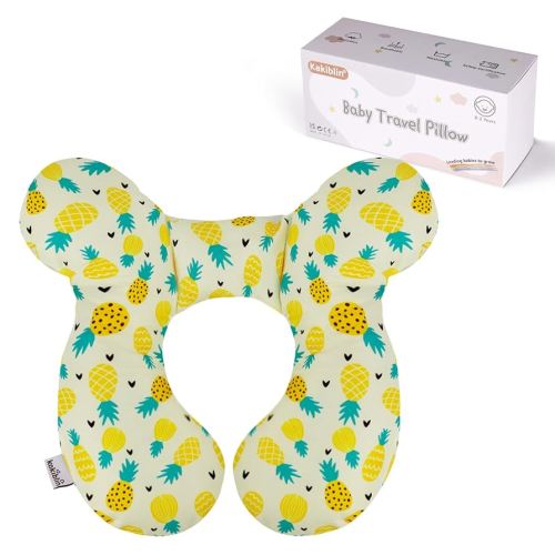 KAKIBLIN Baby Travel Pillow, Upgraded Baby Neck Pillows for Car Seat Toddler Head and Neck Support Pillow Baby Support Pillow for Car Seat, Pushchair,Travel (Pineapple)