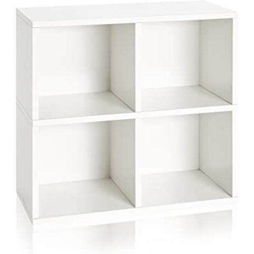 Way Basics Eco Stackable Quad Cube, 4 Cubby Storage Shelf, Organizer (Tool-Free Assembly and Uniquely Crafted from Sustainable Non Toxic zBoard Paperboard) White
