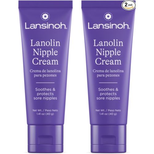 Lansinoh Lanolin Nipple Cream Safe for Breastfeeding Baby, 100% Natural Nipple Butter for Mom, Breastfeeding Essentials, 1.41 Ounces (2 Pack)