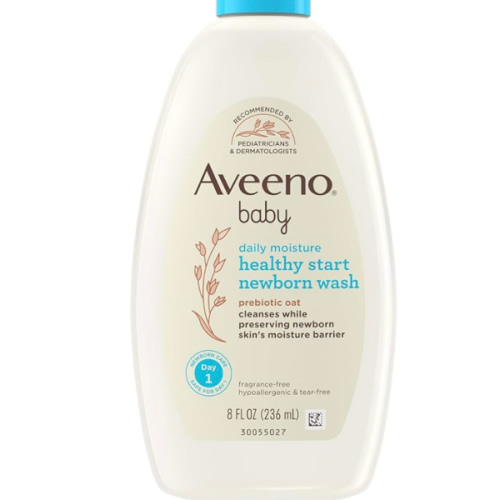 Aveeno Baby Healthy Start Nourishing Newborn Wash, Hypoallergenic Baby Body Wash with Prebiotic Oat Gently Cleanses Delicate Newborn Skin, Fragrance-Free, Tear-Free, Paraben-Free, 8 fl. oz