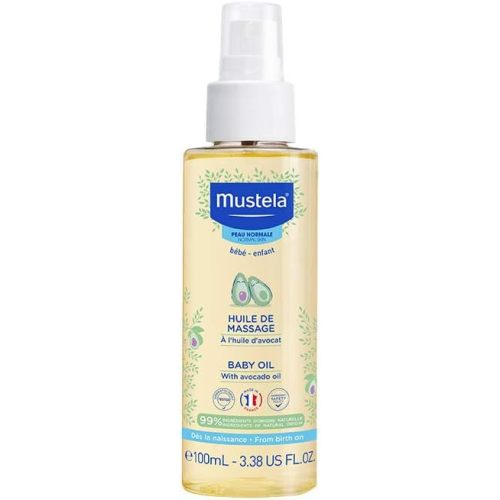 Mustela Baby Oil - Moisturizing Oil for Massage - with Natural Avocado, Pomegranate & Sunflower Oil - 3.38 fl. Oz