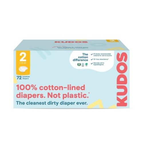 Kudos Chlorine Free Cotton-Lined Disposable Diapers, Size: Size 2