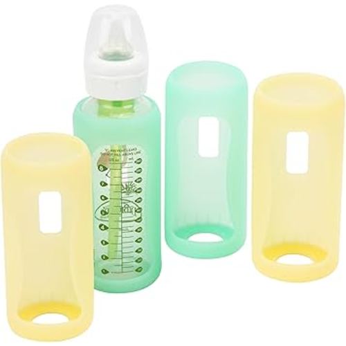 4PCS Silicone Baby Bottle Sleeves for Dr. Brown Bottles 8 oz, Silicone Bottle Covers Replacement for Dr. Brown Glass Bottles, Narrow Sleeve with a Cutout, Dishwasher/Freezer/Microwave Safe
