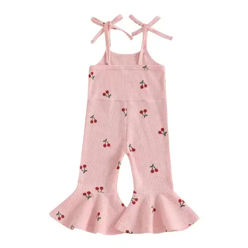 CHERRIES Bellbottom Pull-on Jumpsuit - Hazel & Bo- 6- 12 mos