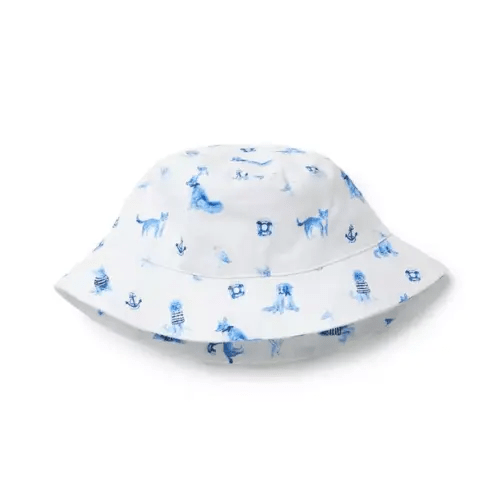 Baby White Nautical Dog Baby Nautical Dog Bucket Hat by Janie and Jack