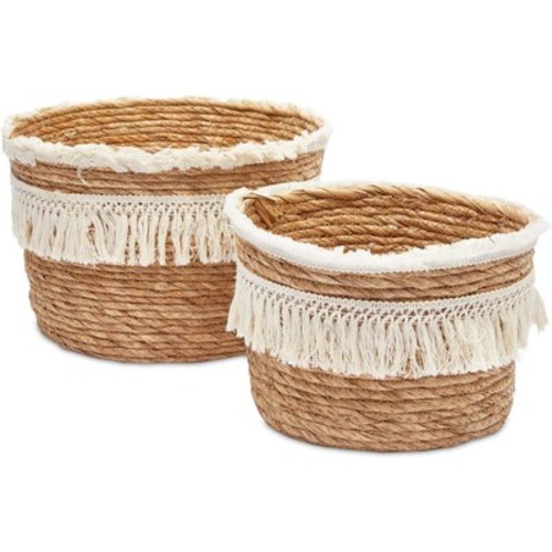 2-Pack Boho Themed Style Woven Baskets for Storage, Home Decorative Organizer