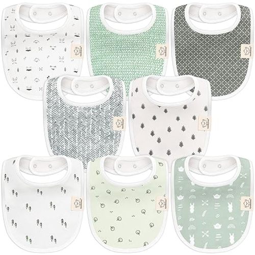 8-Pack Organic Baby Bibs for Girls & Boys - Teething Baby Bib, Baby Boy Bibs, Baby Girl Bibs, Newborn Bibs, Baby Drool Bibs for Infant, Toddler, Bibs for Baby Boy, Bibs for Baby Girl (Nordic)