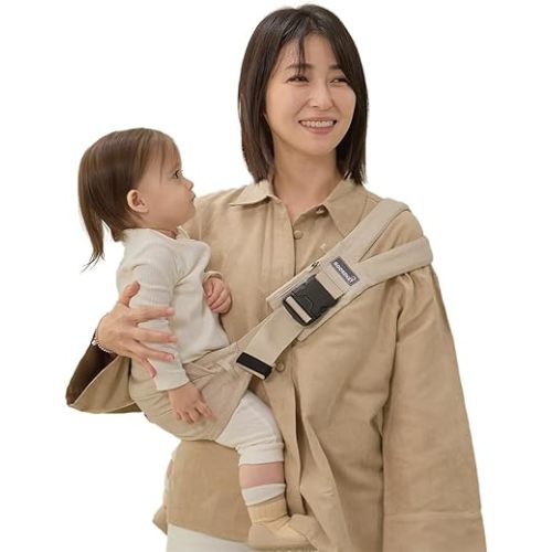 GOOSEKET 365 Toddler Carrier, 100% Cotton, Lightweight, Easy-to-USE, Portable, Suitable from 6-48 Months, Supports UP to 44LBS (Beige)