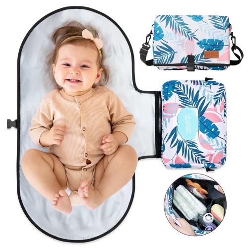 Momcozy 2-in-1 Diaper Changing Pad - Extra-Large Portable Diaper Pad 31.4x15.7 inch - Waterproof and Foldable for Newborns to Toddlers - Also Used As Adjustable Shoulder Bag with Wipes Pocket