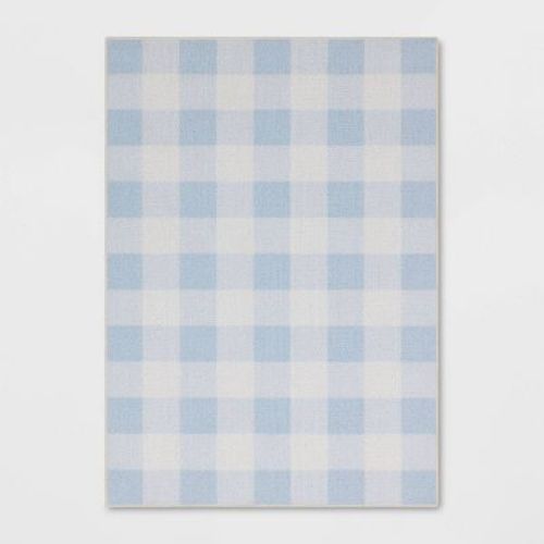 4'x5'6" Gingham Print Accent Rug Blue - Room Essentials™