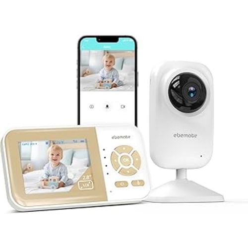 ebemate Video Baby Monitor Camera,2-Way Talk Audio Cam Monitor with Lullabies Baby Monitoring with 2.8" LCD Screen-EB29