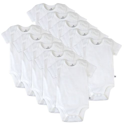 10-pack Organic Cotton Short Sleeve Bodysuits Bright White 0-3m