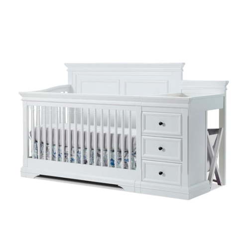 Sorelle Furniture Portofino Traditional Pine Wood Crib & Changer in White