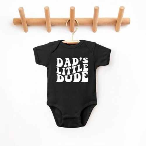 The Juniper Shop Dad's Little Dude Baby Bodysuit - Newborn - Navy