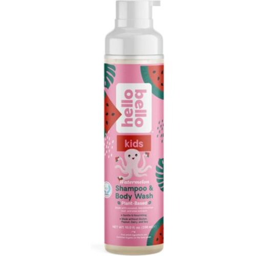 Hello Bello Watermelon Shampoo & Body Wash - Tear-Free, Hypoallergenic, Dermatologist & Pediatrician Tested, Plant Based Formula for Babies and Kids - 10 FL Oz (Packaging may vary)