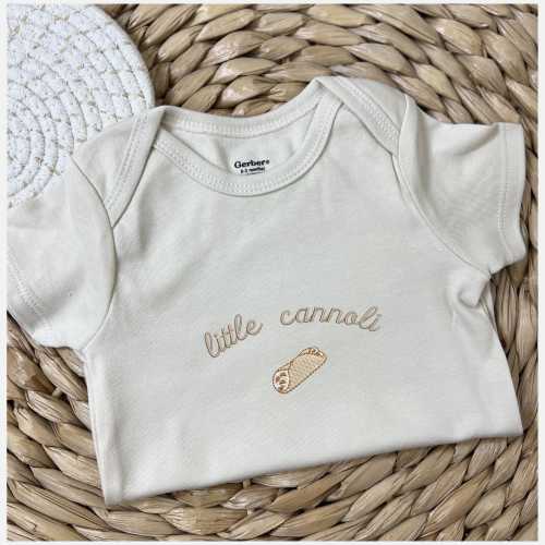 Little Cannoli Embroidered Baby Onesie, Italian Baby Bodysuit, Cute Baby Shower Gift