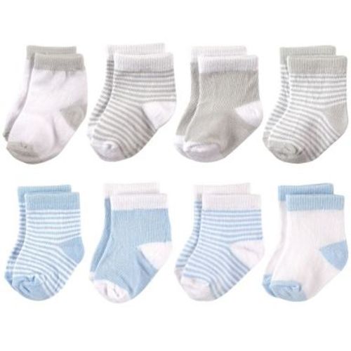 Hudson Baby Infant Boys Cotton Rich Newborn and Terry Socks, Light Blue Gray, 0-6 Months