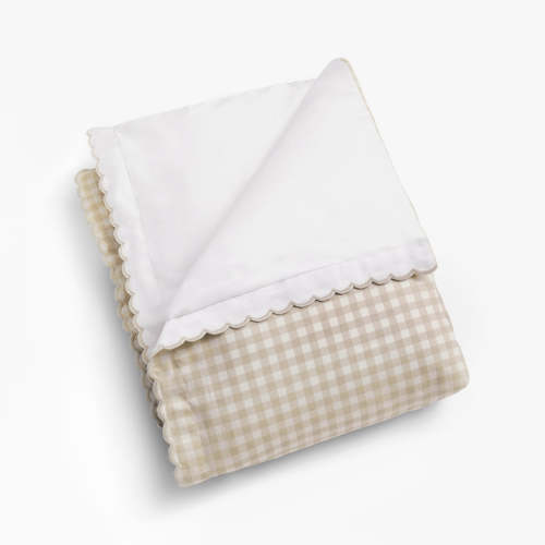 Picnic Gingham Baby Duvet - Beige | Gooselings