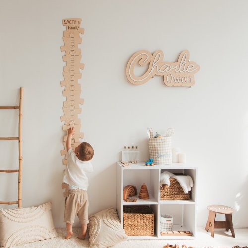 Personalized Growth Chart, Wooden Kids Growth Ruler, Family Height Chart With Name, Custom Nursery Wall Decor, Unique Birthday Gift for Kids