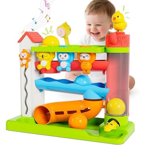 Musical Toy for 1-2 Year Old Boys,Educational Baby Toys 12-18 Months,Ball Drop Toy with English & Spanish,Fine Motor Toys for Toddlers 1-3,Birthday Gift for 1+ Year Old Boy (Green)