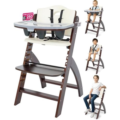 Abiie Beyond Junior Convertible Wooden High Chair with Removable Tray