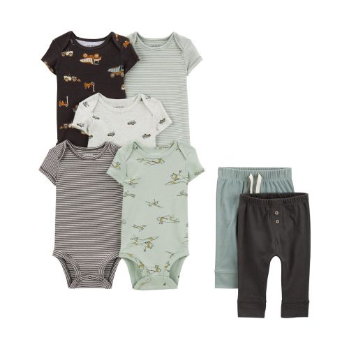 Baby 7-Piece Short-Sleeve Bodysuits & Pull-On Pants Set | Carter's