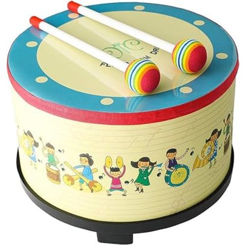 Floor Tom Drum 10 inch Gathering Club Carnival Colorful Percussion Instrument with 2 Mallets Music Drum for Child Special Christmas Birthday Gift(10 inch)