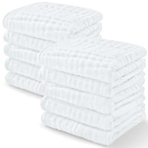 Baby Washcloths, (White, Pack of 10)