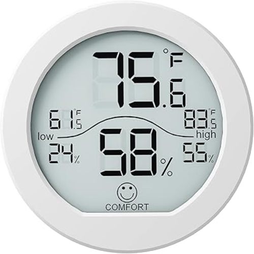 SECRUI Digital Hygrometer Thermometer for Room Temperature Humidity Meter Indoor Thermometer Accuracy Calibration LCD Temperature Sensor with Maximum and Minimum Records, TH1, White