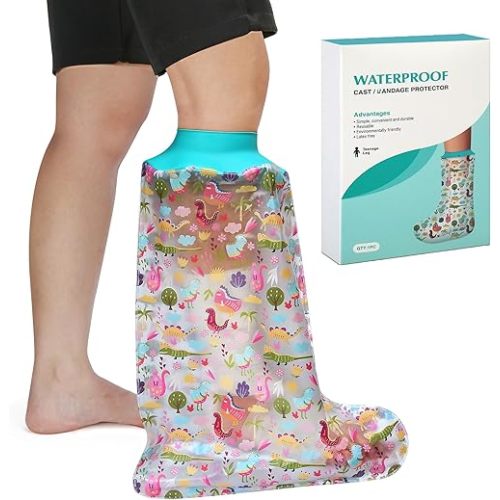100% Waterproof Kids Cast Cover for Shower Leg Kids, Reusable Child Cast Covers for Foot After Surgery, Watertight Toddler Foot Protector to Keep Wound & Bandages Dry