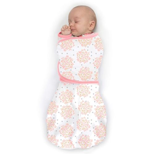 SwaddleDesigns 6-Way Omni Swaddle Sack for Newborn with Wrap & Arms Up Sleeves & Mitten Cuffs, Easy Swaddle Transition, Better Sleep for Baby Boys & Baby Girls, Heavenly Floral, Small, 0-3 Months