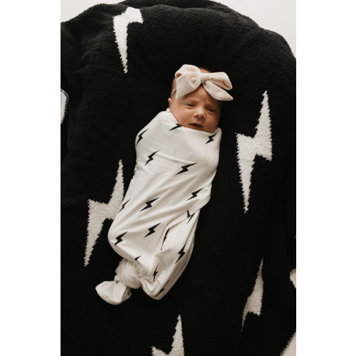 Bamboo Swaddle | White & Black Lightning Bolt