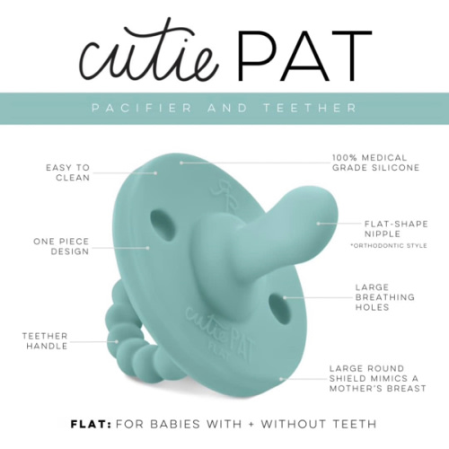 Ryan & Rose Cutie PAT Pacifier Teether (Flat, Seaglass)